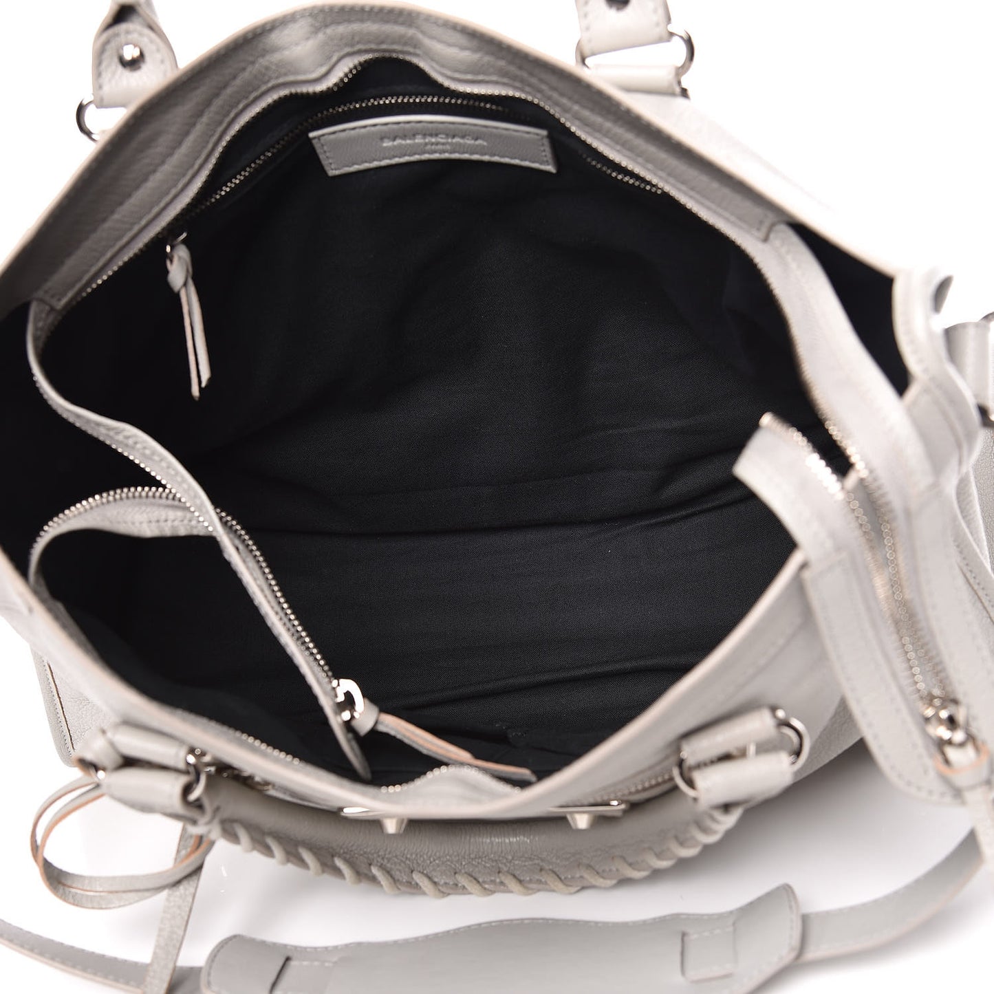 Chevre Silver Metallic Edge Hardware City Gris Glace
