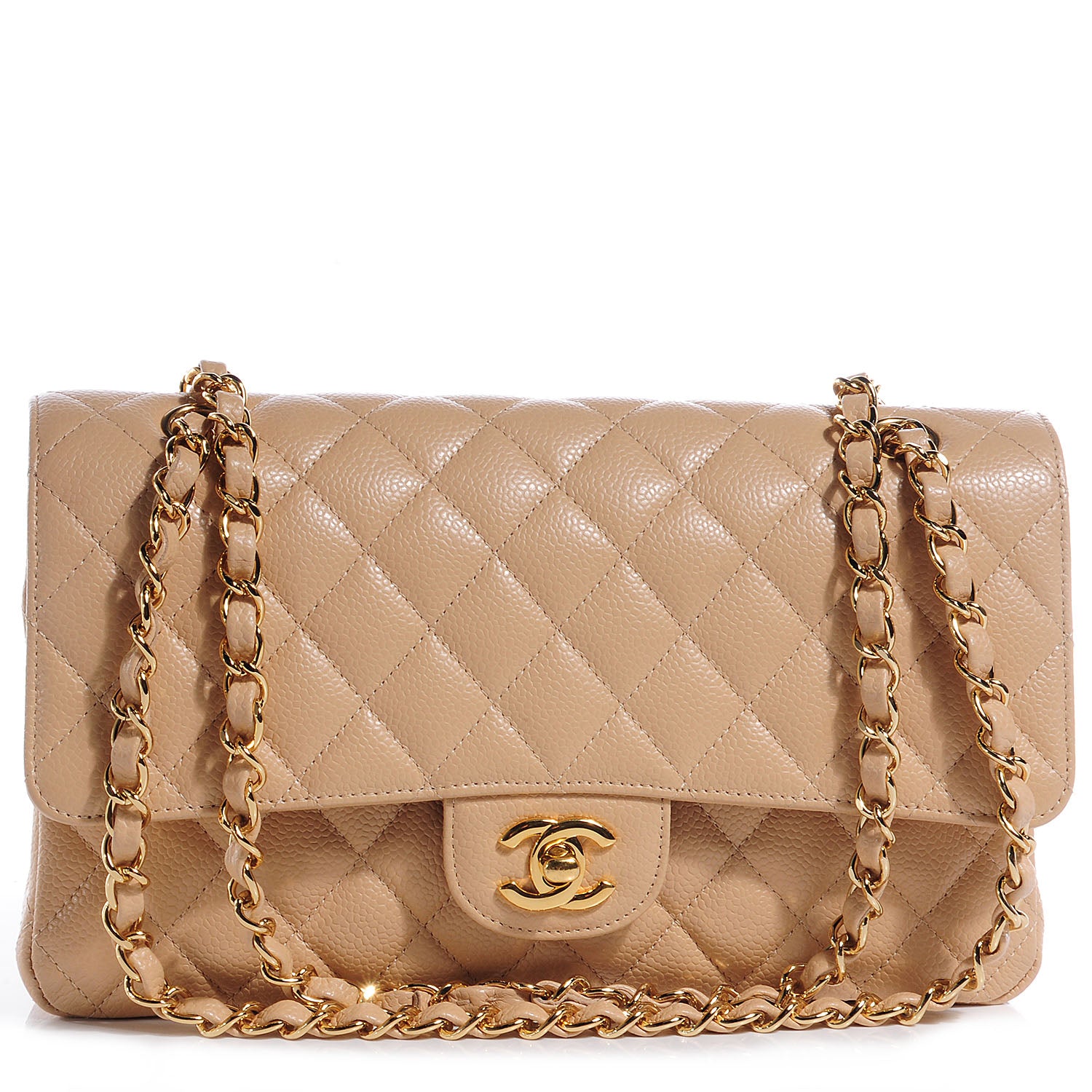 Chanel Caviar Quilted Medium Double Flap Beige 1 of 8