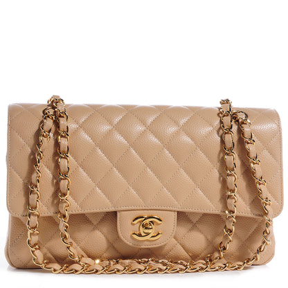 Chanel Caviar Quilted Medium Double Flap Beige 1 of 8