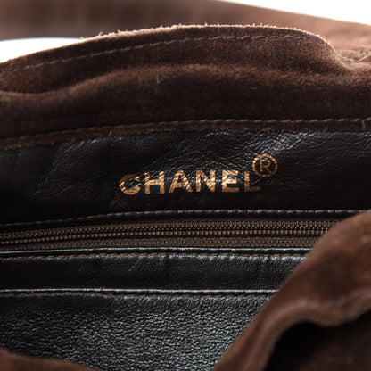 Chanel Suede Logo Tote Brown 8 of 10