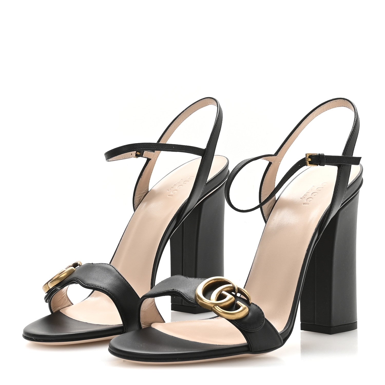 Gucci Lifford Calfskin GG Marmont Ankle Wrap 105mm Sandals 41 Black 4 of 8