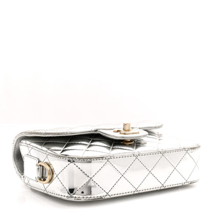 Chanel Mirror Calfskin Metallic Calfskin Quilted Hollywood Boulevard Mini Flap With Star Coin Purse Silver 4 of 13