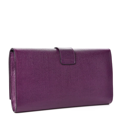 Saint Laurent Textured Calfskin Classic Y Ligne Clutch Purple 3 of 9