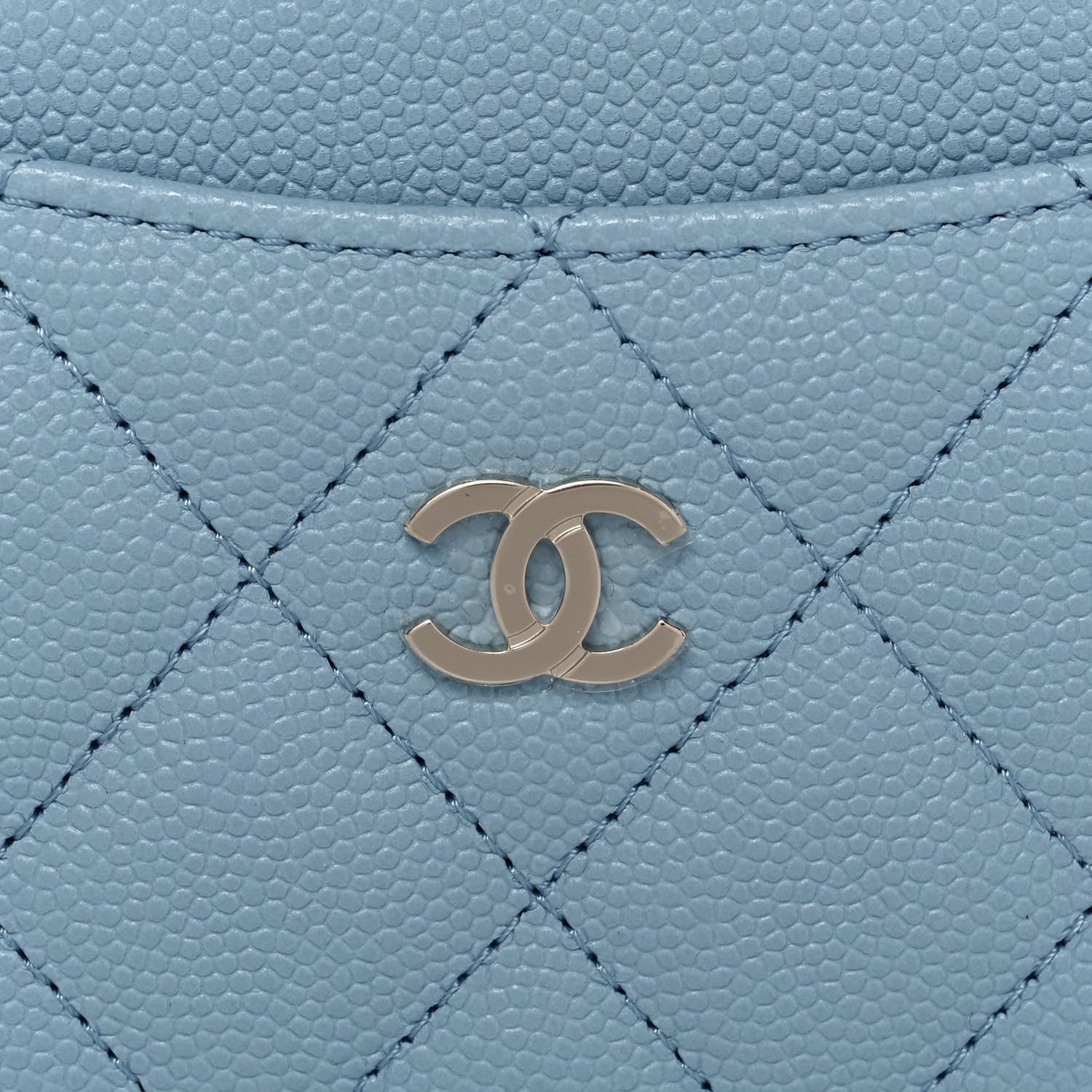 Chanel Caviar Quilted Card Holder Light Blue 5 of 9