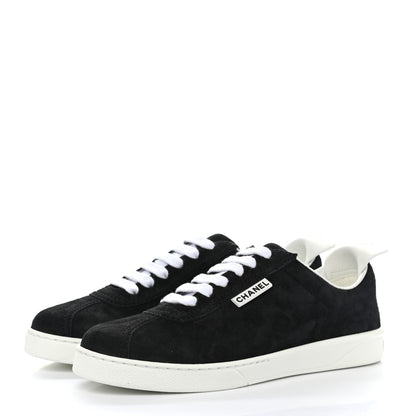 Chanel Suede Calfskin CC Sneakers 39 Black 3 of 10