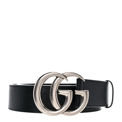 Gucci Textured Dollar Calfskin Nickel Double G 40mm Belt 80 32 Black 1 of 4