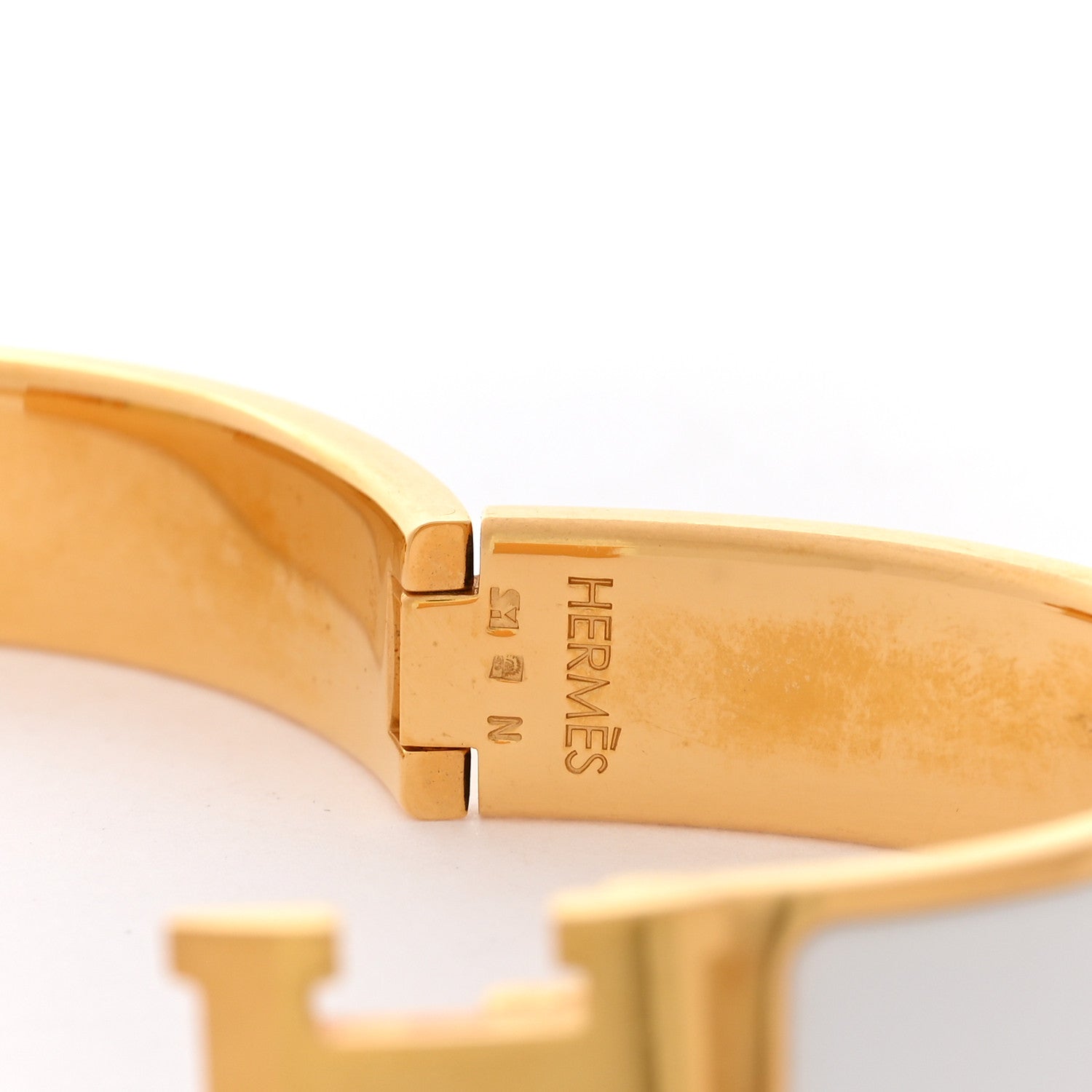 Hermes Enamel Narrow Clic Clac H Bracelet PM White 1843856