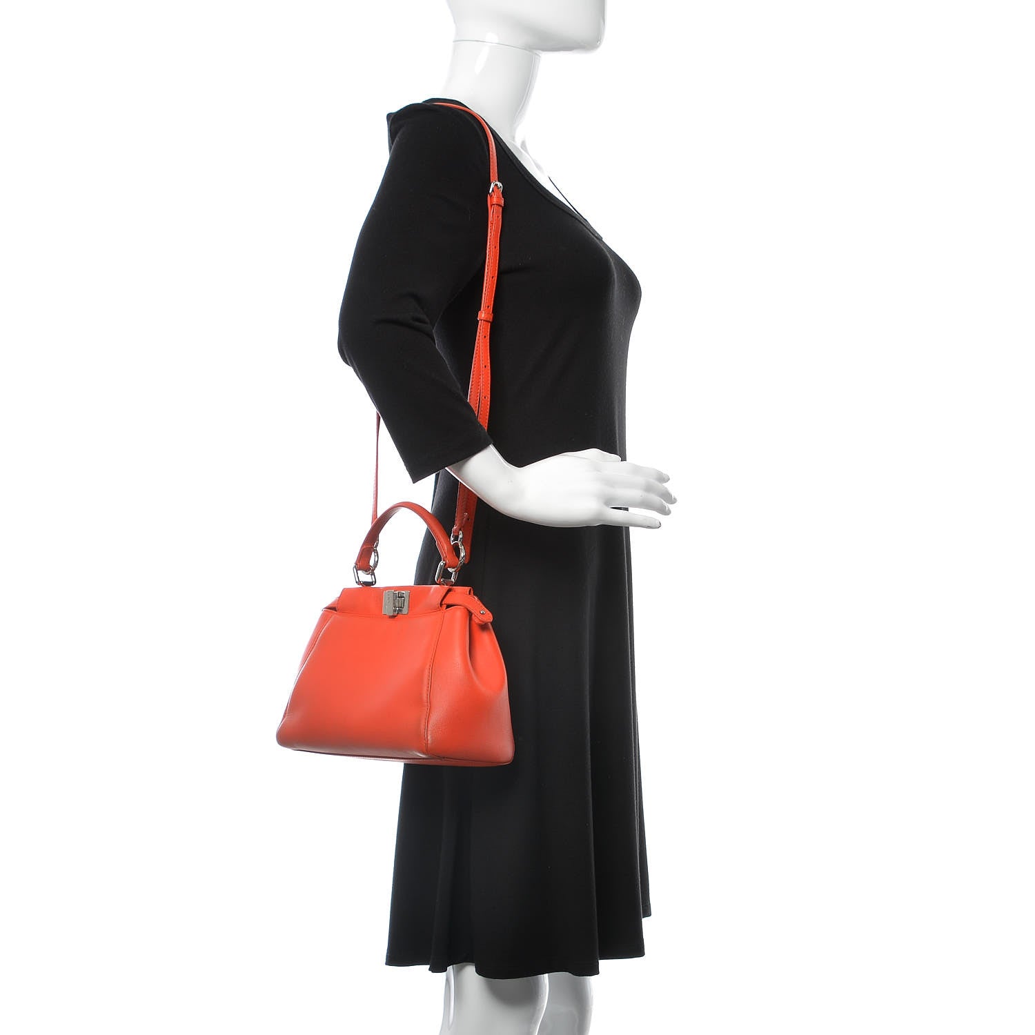 Fendi Nappa Mini Peekaboo Iconic Satchel Papavero 2 of 21