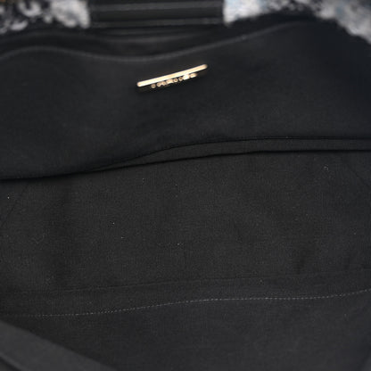 Chanel Tweed Shearling Quilted Lambskin Shopping Tote  Black Grey 5 of 10