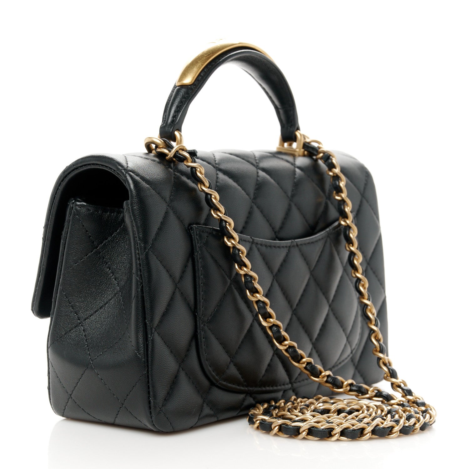 Chanel Lambskin Quilted Metal Mini Top Handle Rectangular Flap Black 3 of 12