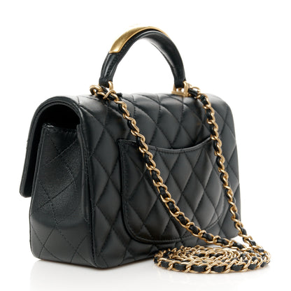 Chanel Lambskin Quilted Metal Mini Top Handle Rectangular Flap Black 3 of 12