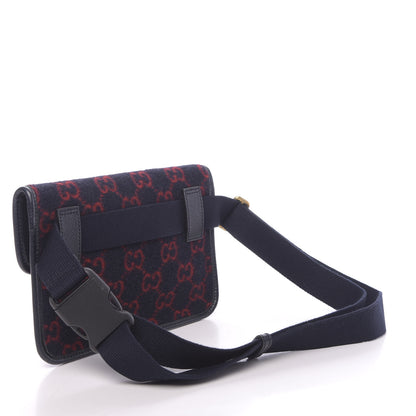 Gucci Covered Wool GG Monogram Slim Belt Bag Navy Red 3 of 12