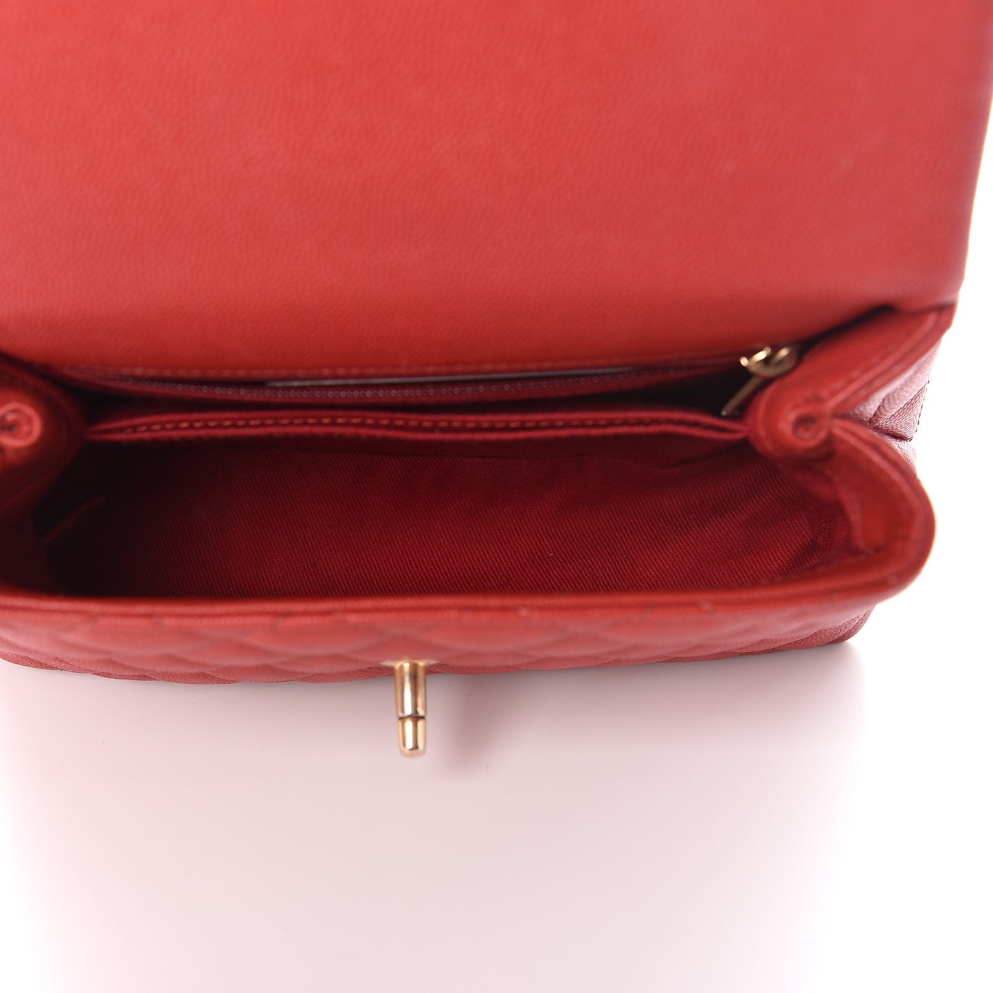 Caviar Lizard Quilted Mini Coco Handle Flap Red