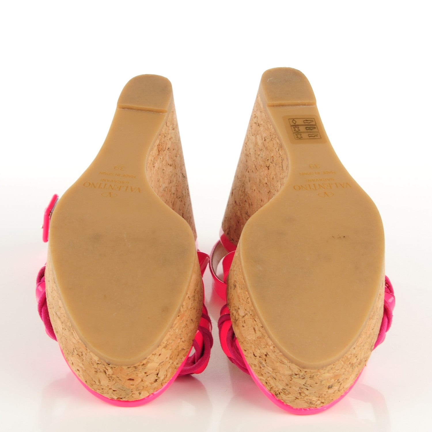 Valentino Garavani Patent Cork 120 Platform Wedge Sandals 39 Fuxia Fluo 5 of 7