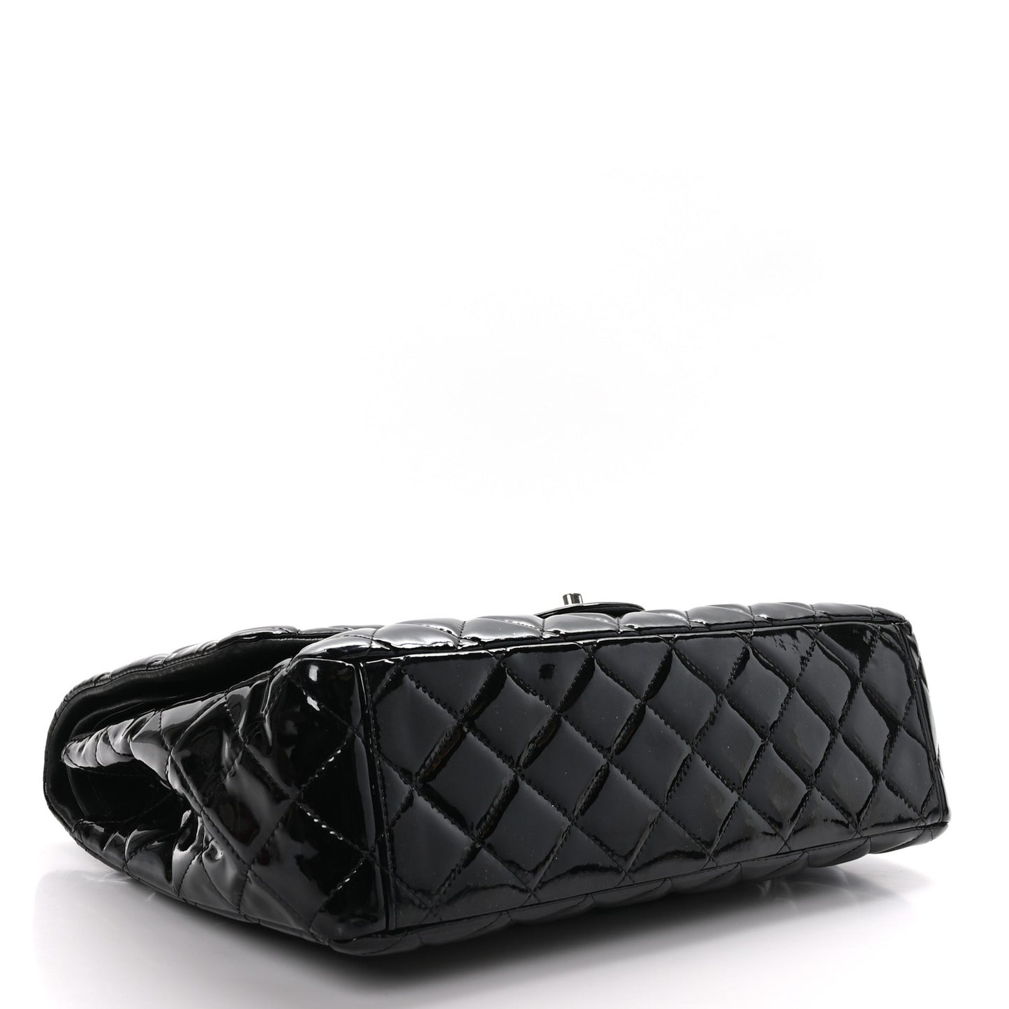 Patent Quilted Maxi Double Flap Black