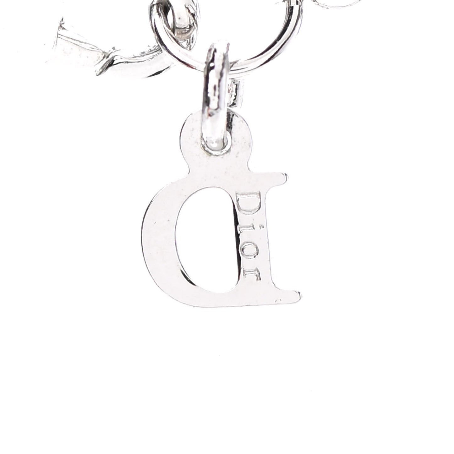 Enamel Bead Logo Bow Necklace Silver Black