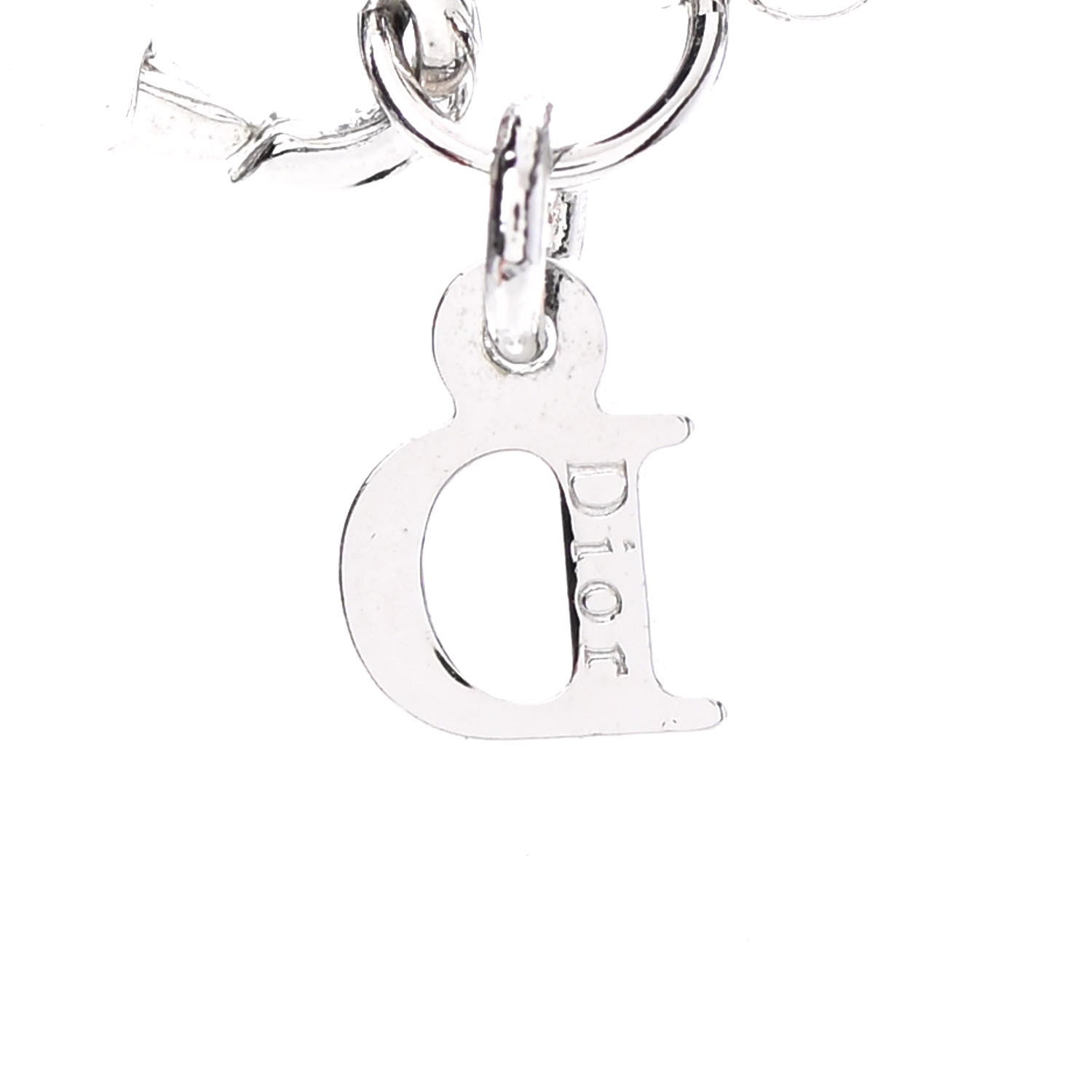 Christian Dior Enamel Bead Logo Bow Necklace Silver Black 6 of 6