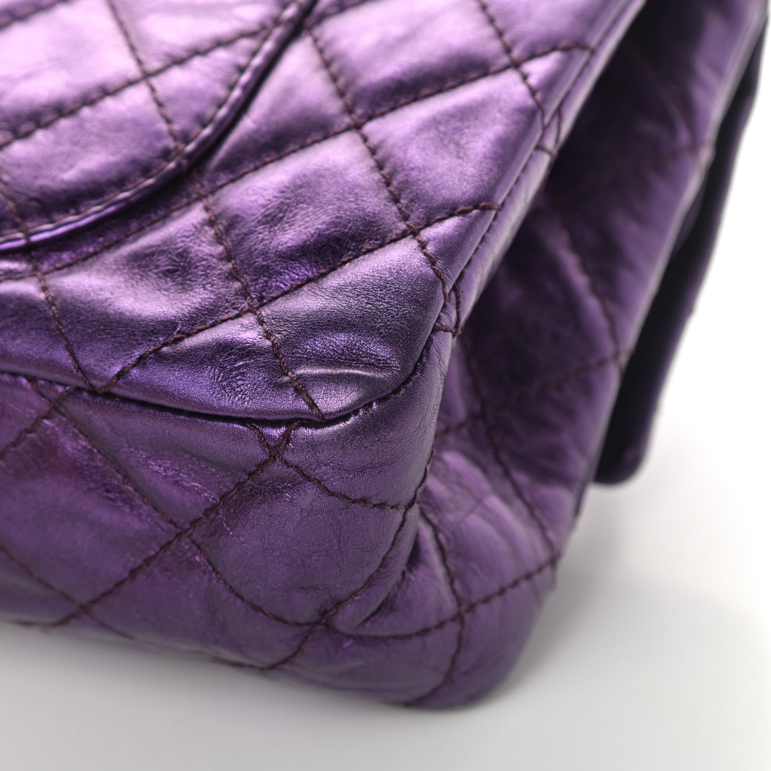 Chanel Metallic Aged Calfskin Quilted 2.55 Reissue 226 Flap Purple 11 of 15
