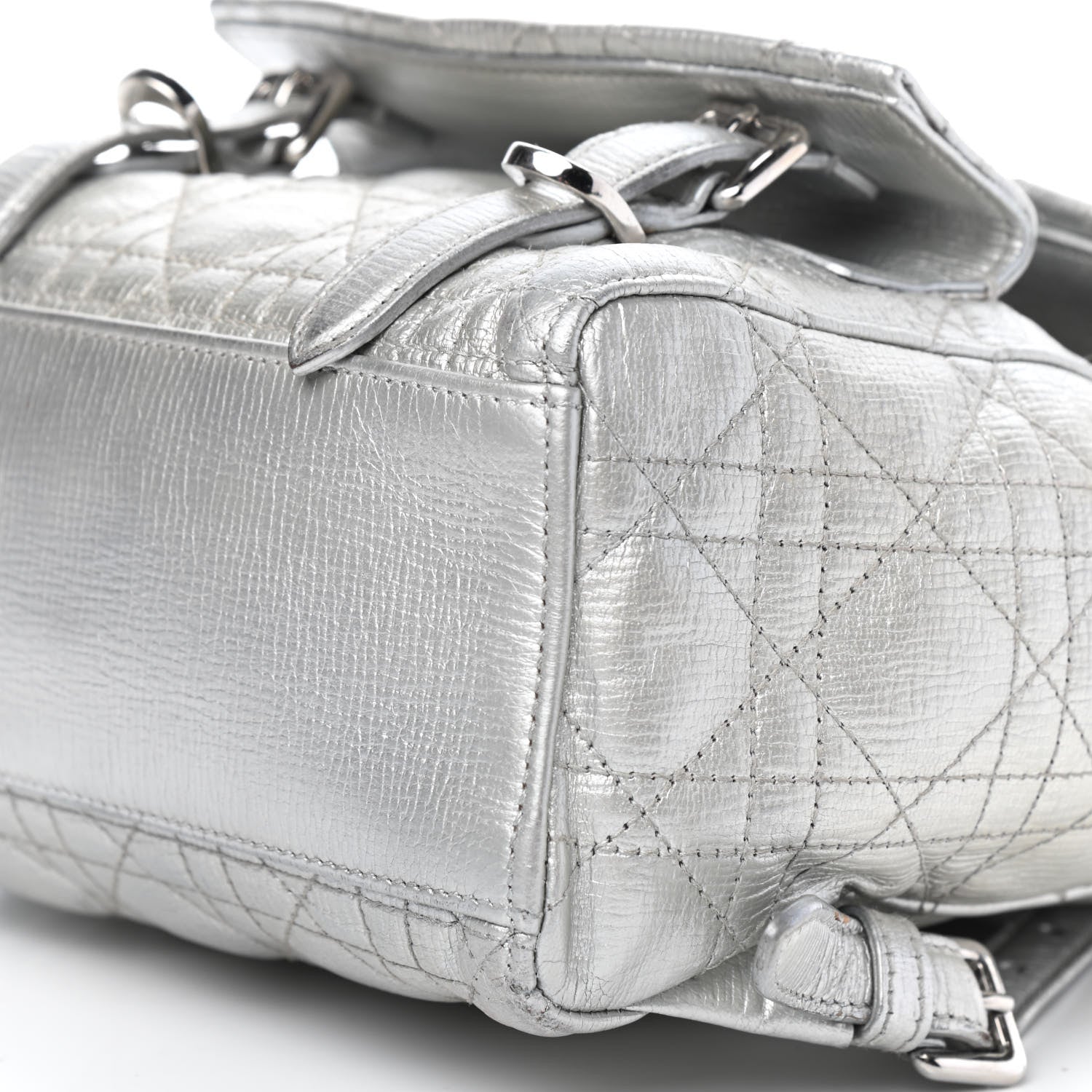Christian Dior Ceramic Effect Deerskin Cannage Small Stardust Backpack Silver 9 of 9