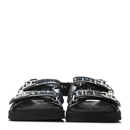 Chanel Tweed Lambskin Sandals 36 Black Multicolor 2 of 6