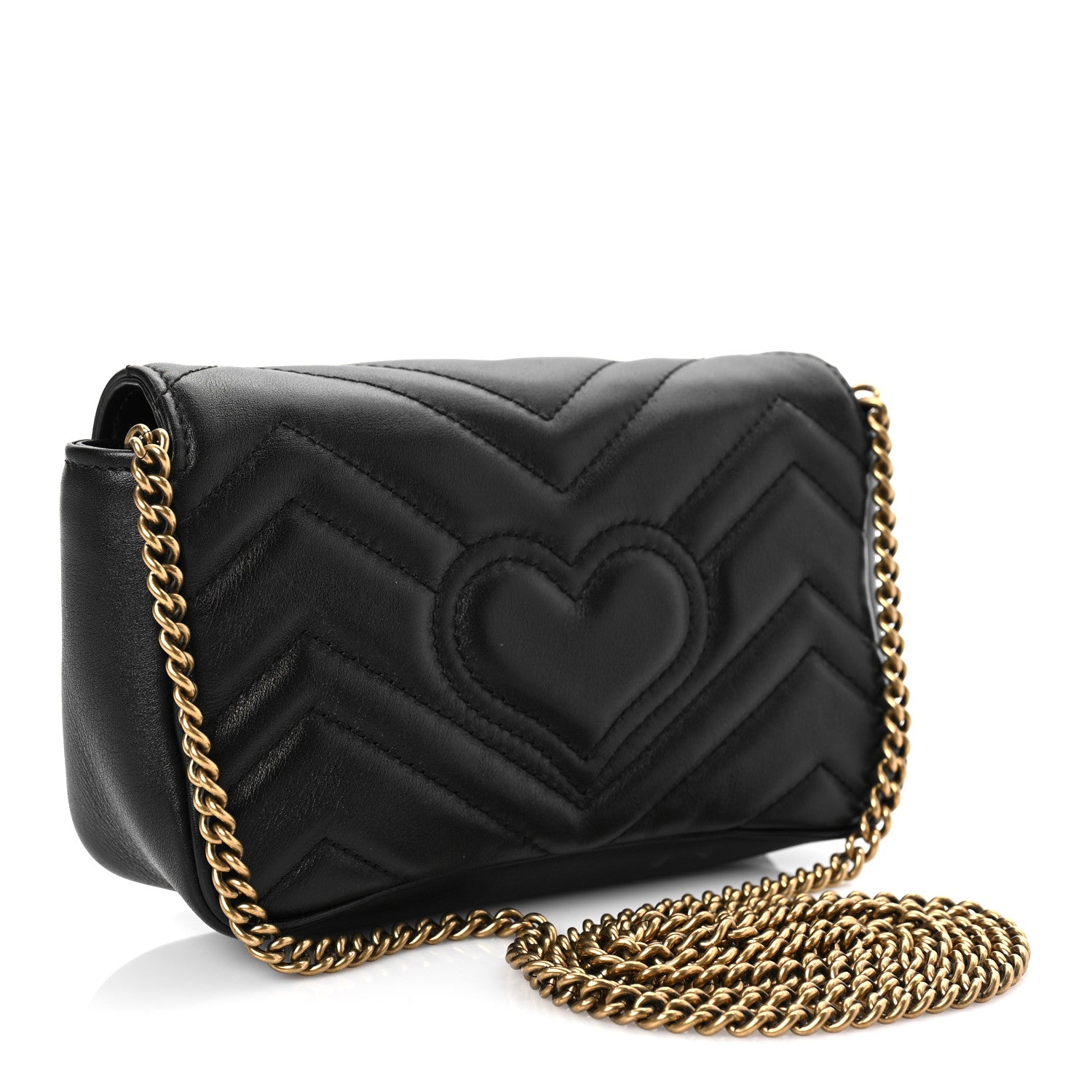 Gucci Calfskin Matelasse Super Mini GG Marmont Shoulder Bag Black 3 of 8