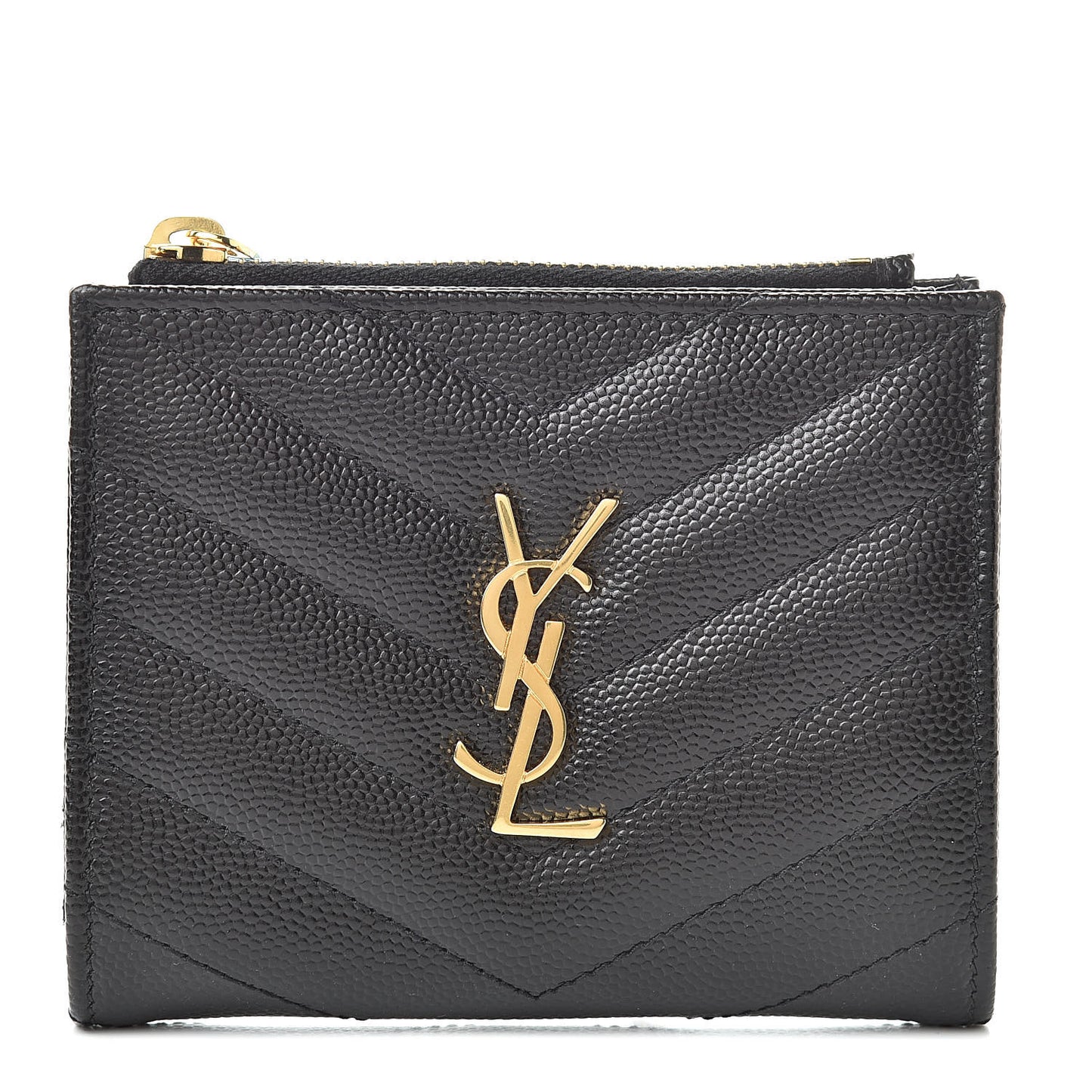 Grain De Poudre Matelasse Chevron Monogram Zipped Card Case Black