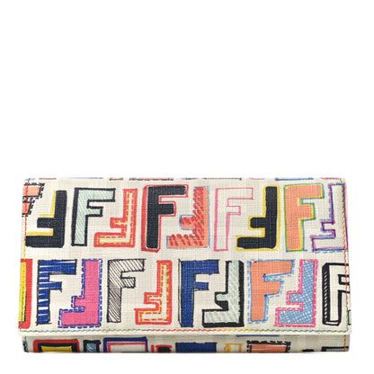 Fendi Zucca Spalmati FF Multicolor Continental Wallet White 1 of 16
