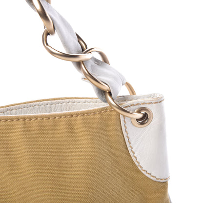 Chanel Lambskin Canvas CC Olsen Chain Small Shoulder Bag White Brown 13 of 15