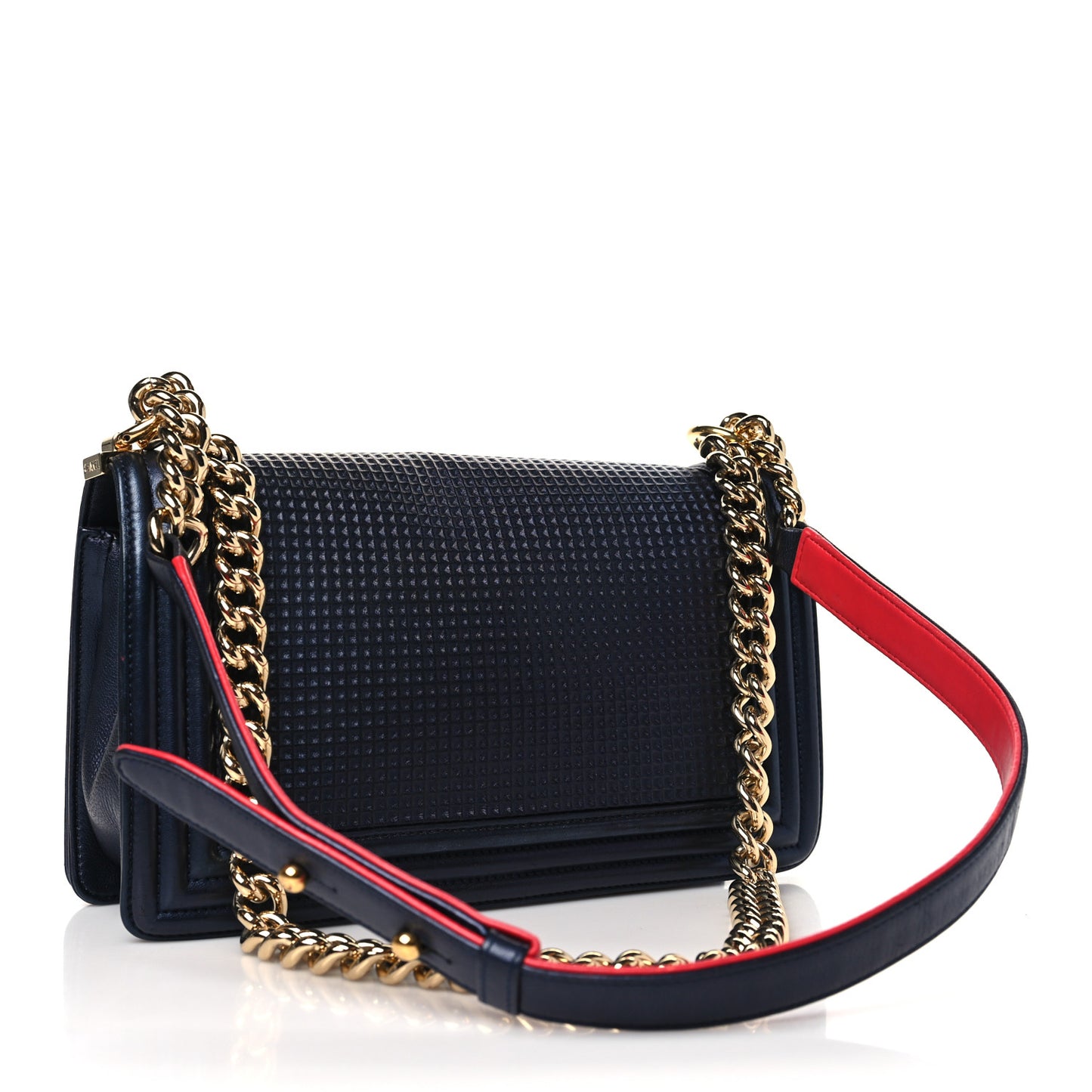 Lambskin Embossed Medium Boy Cube Flap Navy