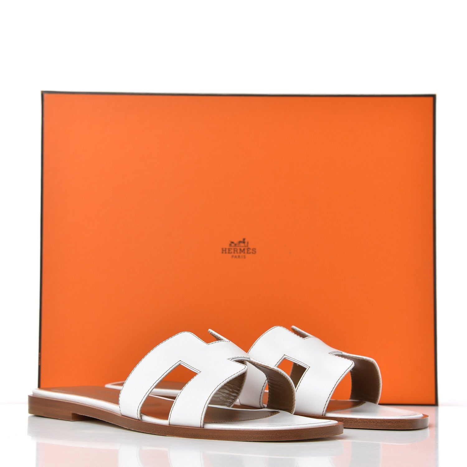 Hermes Box Calfskin Oran Sandals 36.5 White 15 of 15