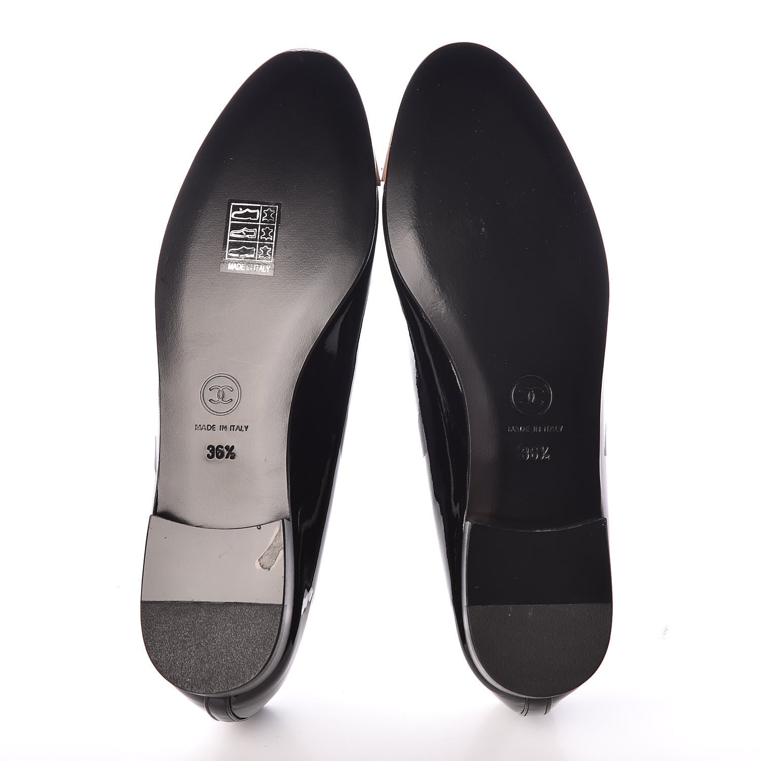 Chanel Patent CC Cap Toe Ballerina Flats 36.5 Black Beige 5 of 8