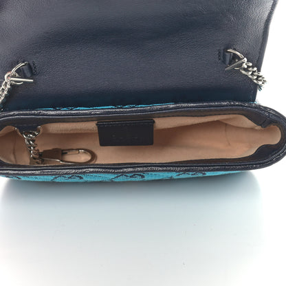 Gucci Monogram Multicolor Matelasse Diagonal Super Mini GG Marmont Shoulder Bag Light Blue 5 of 10