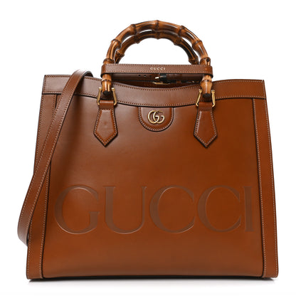 Gucci Charisma Calfskin Gucci Embossed Medium Diana Tote Bag Peanut Brown 1 of 10