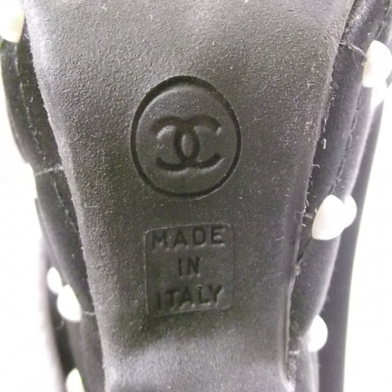 Satin Quilted Pearl Platform Heels 39 Black