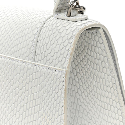 Balenciaga Matte Calfskin Snake Embossed Tonal B Small Hourglass Top Handle Bag Optic White 16 of 16
