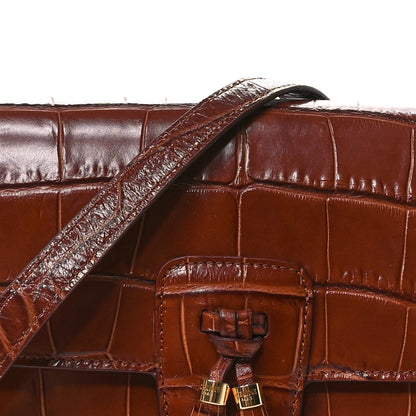 Celine Calfskin Crocodile Embossed Medium Tassel Bag Tan 9 of 11