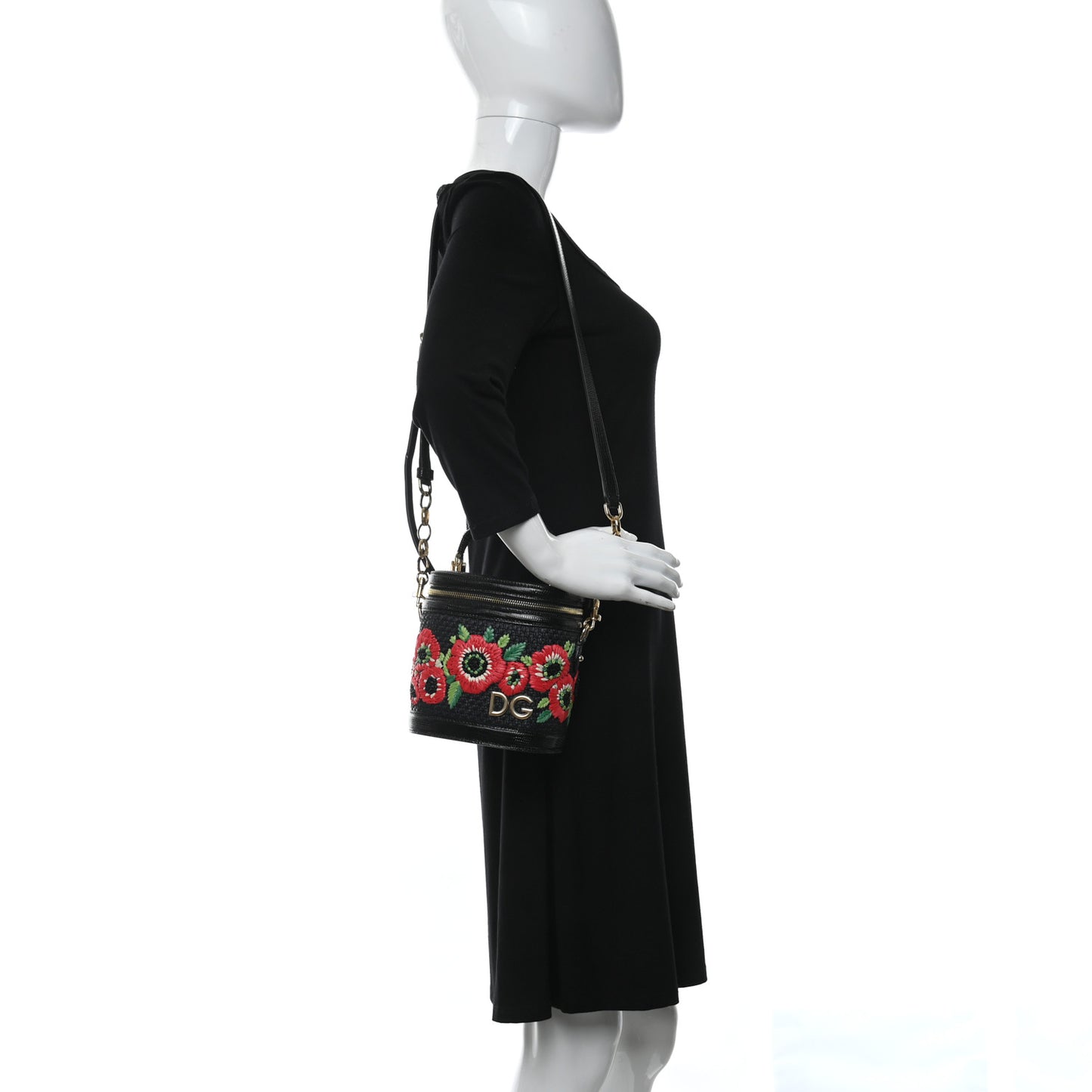 Raffia Snakeskin Vanity Case Black Multicolor