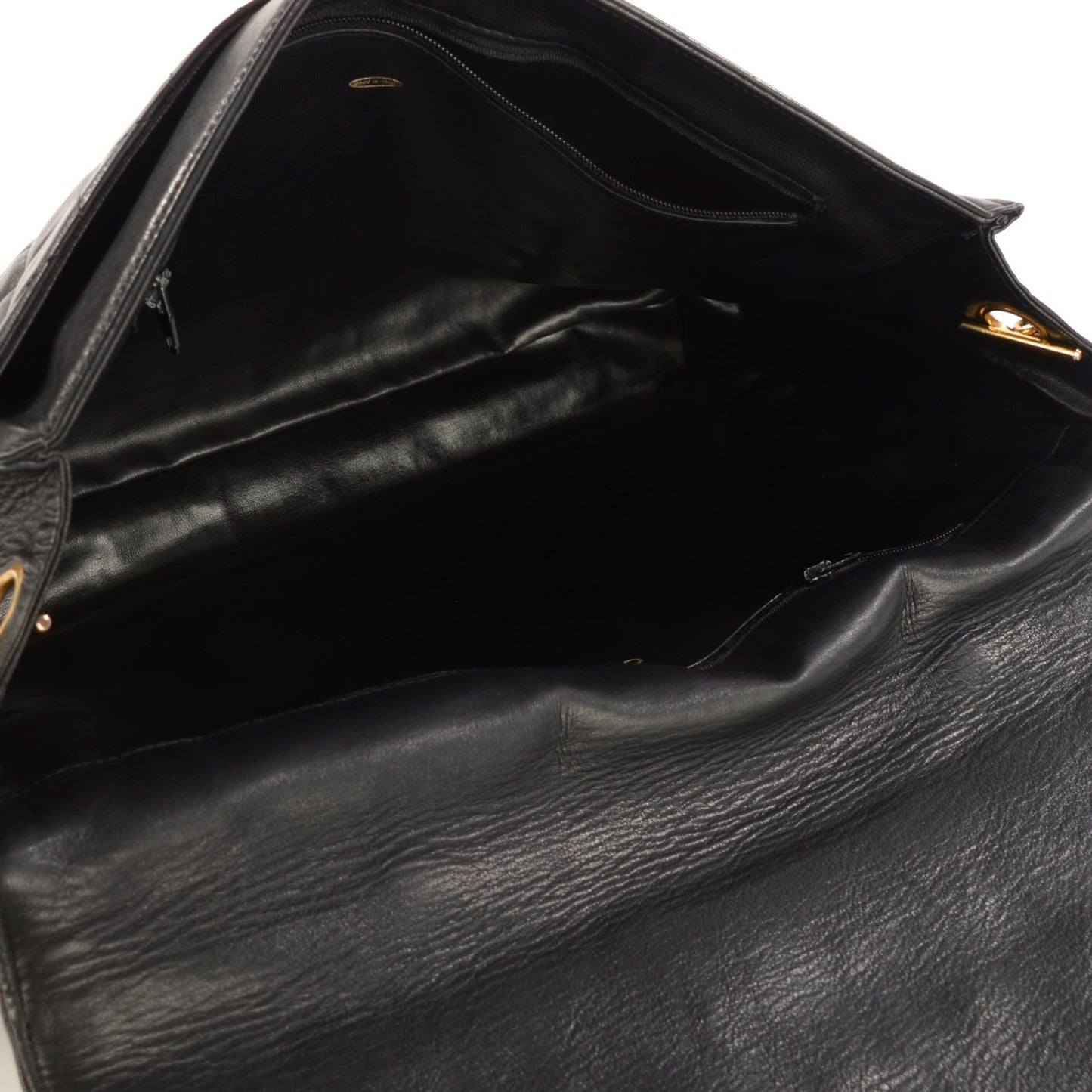 Lambskin Quilted Large Shoulder Flap Bag Black