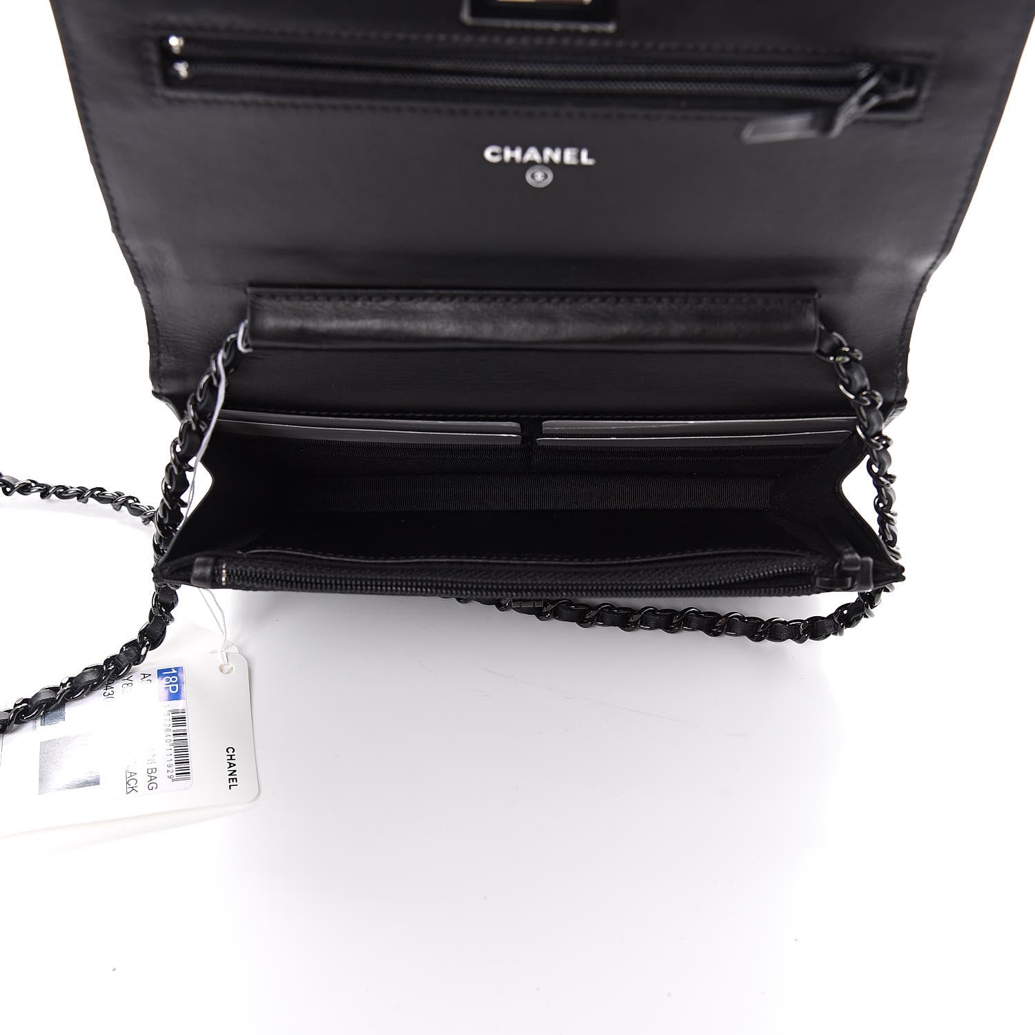 Chanel Aged Calfskin Chevron Quilted Reissue Wallet On Chain WOC So Black 5 of 12