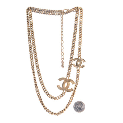 Chanel Quilted CC Long Chain Necklace Gold Pearly White 3 of 4