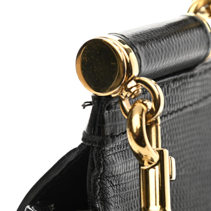 Dolce & Gabbana Iguana Calfskin Embossed Medium Miss Sicily Satchel Black 10 of 12