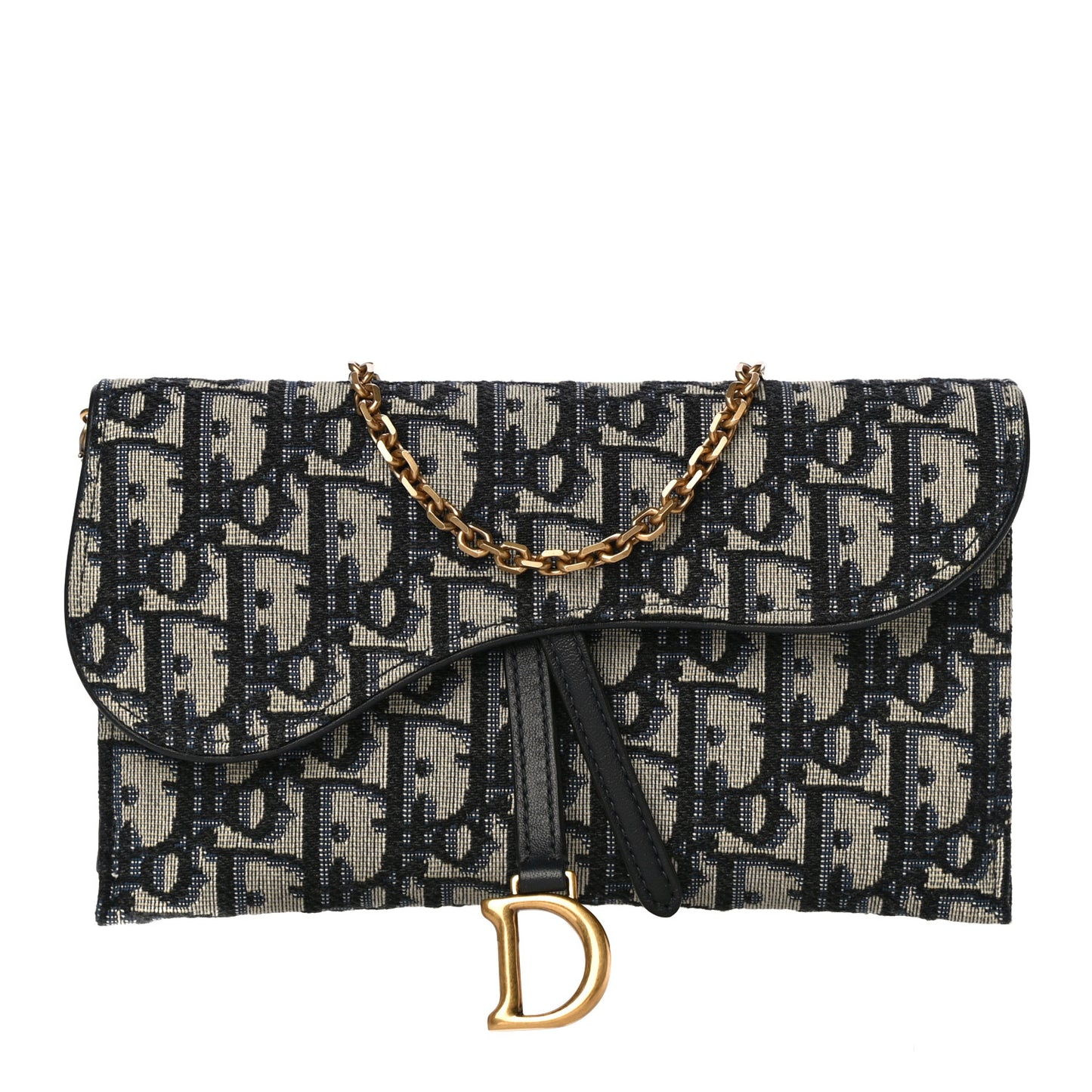 Oblique Saddle Chain Long Wallet Blue