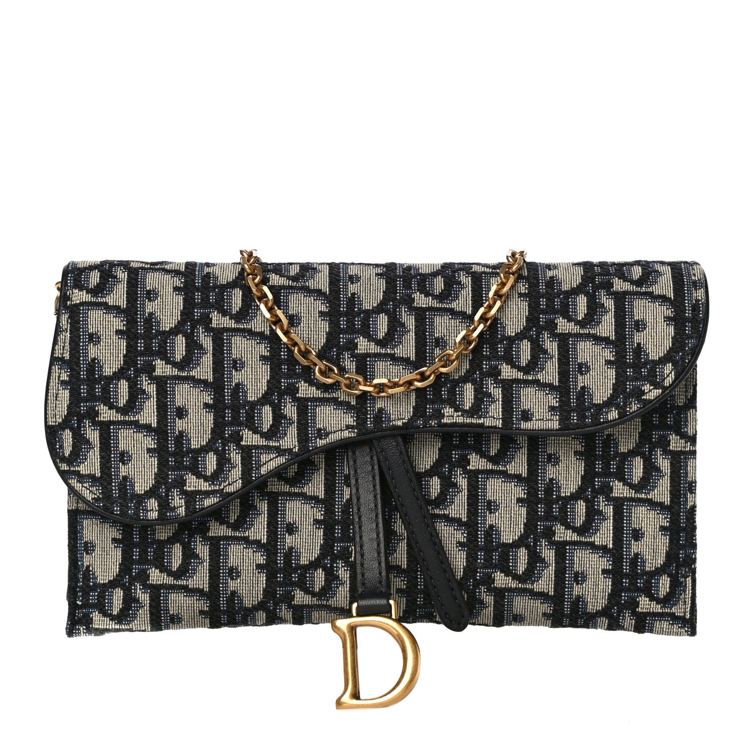 Christian Dior Oblique Saddle Chain Long Wallet Blue 3 of 10