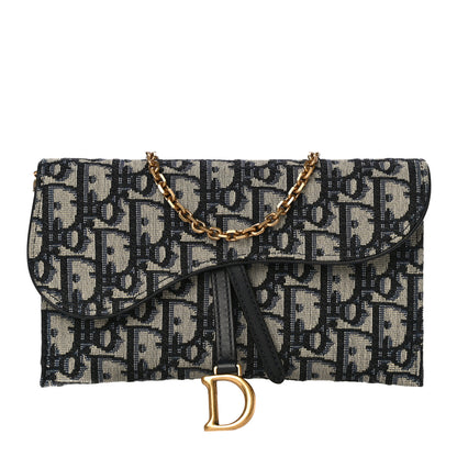 Christian Dior Oblique Saddle Chain Long Wallet Blue 3 of 10