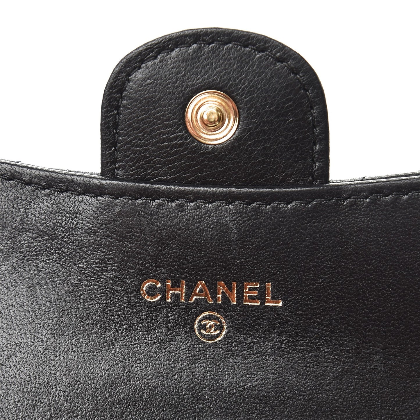Lambskin Quilted Flap Card Holder Black
