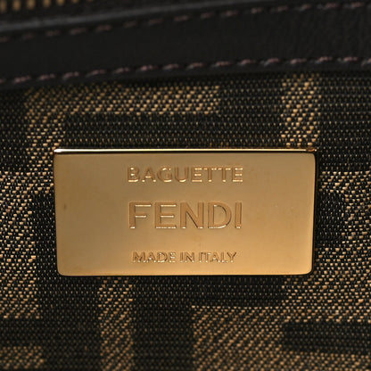 Fendi Fabric Jacquard FF 1974 Medium Baguette Tobacco Moro Black 6 of 6