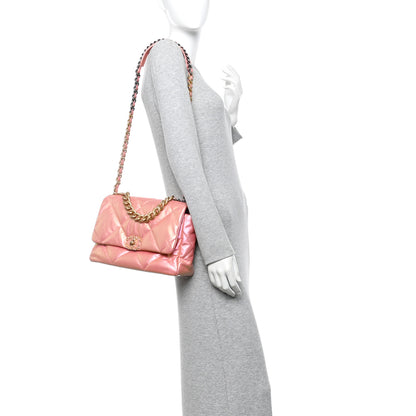 Chanel Iridescent Lambskin Quilted Large Chanel 19 Flap Pink 2 of 13