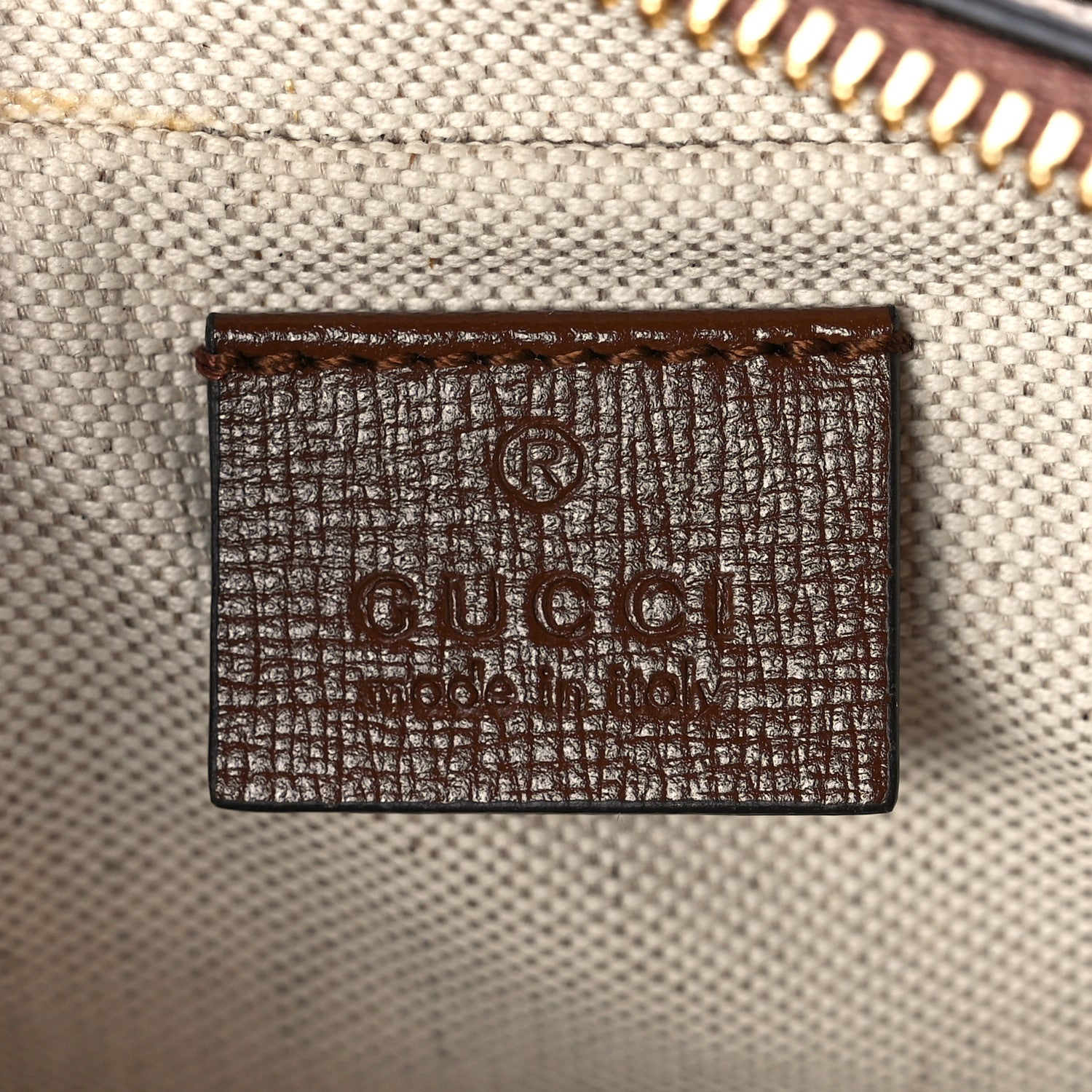 Gucci GG Supreme Monogram Azalea Calfskin Fake/Not Retro Interlocking G Cosmetic Case Beige Ebony Brown Sugar 6 of 12
