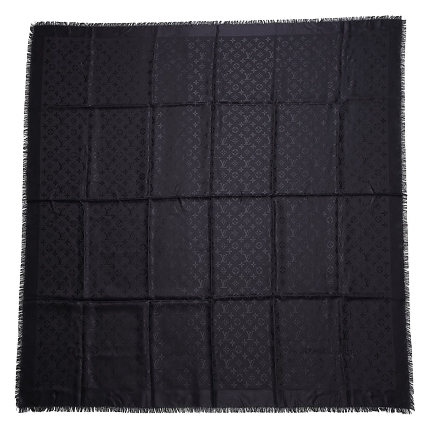 Silk Wool Monogram Shawl Black