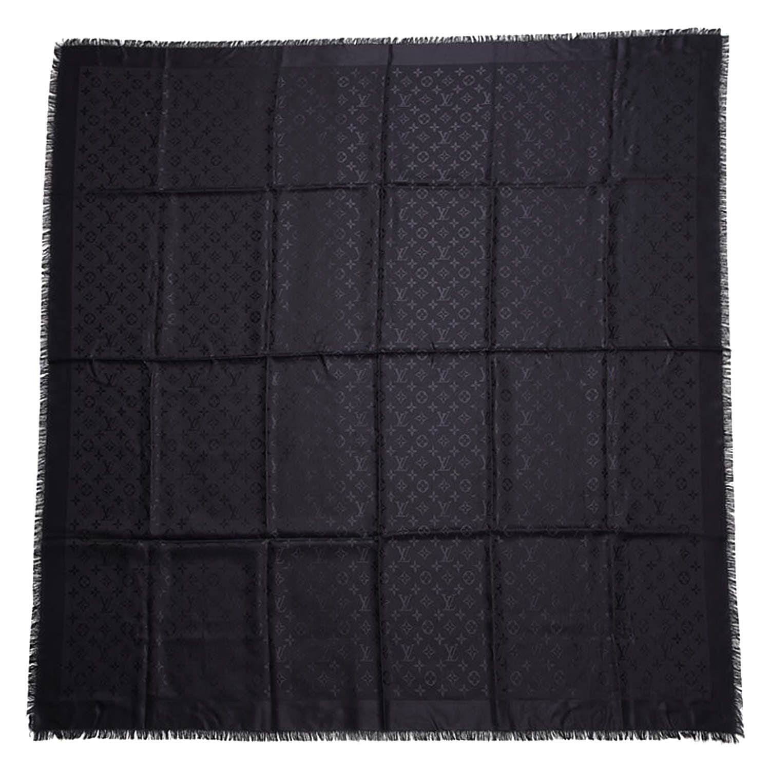 Louis Vuitton Silk Wool Monogram Shawl Black 1 of 4